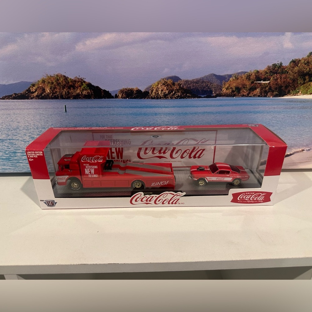 Coca Cola Red Toy Hauler and Car Duo